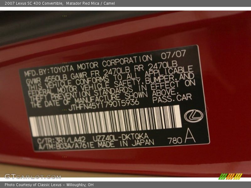 3R1 - 2007 Lexus SC 430 Convertible