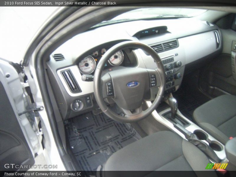 Ingot Silver Metallic / Charcoal Black 2010 Ford Focus SES Sedan