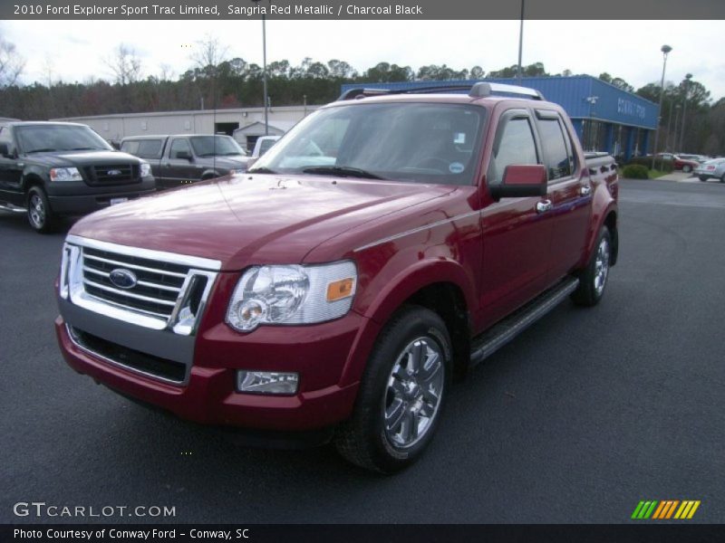Sangria Red Metallic / Charcoal Black 2010 Ford Explorer Sport Trac Limited
