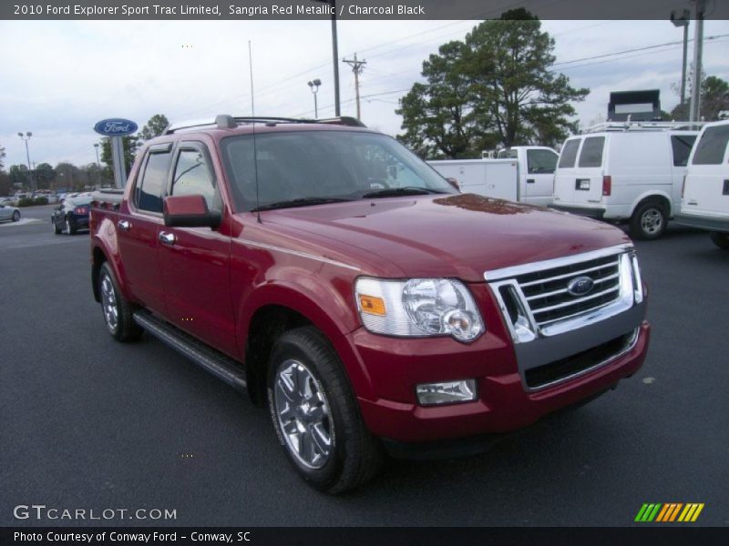 Sangria Red Metallic / Charcoal Black 2010 Ford Explorer Sport Trac Limited