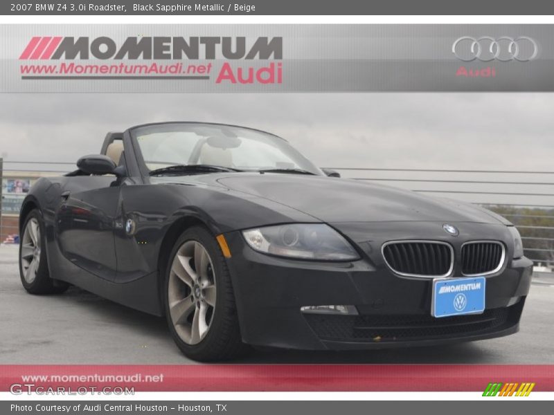 Black Sapphire Metallic / Beige 2007 BMW Z4 3.0i Roadster
