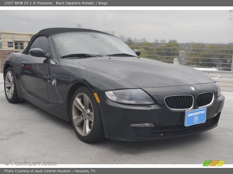 Black Sapphire Metallic / Beige 2007 BMW Z4 3.0i Roadster
