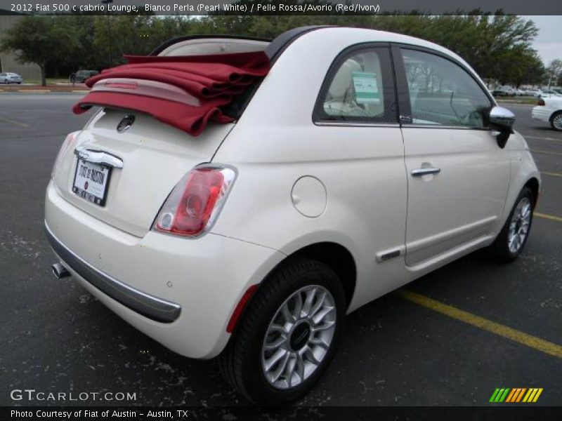 Bianco Perla (Pearl White) / Pelle Rossa/Avorio (Red/Ivory) 2012 Fiat 500 c cabrio Lounge