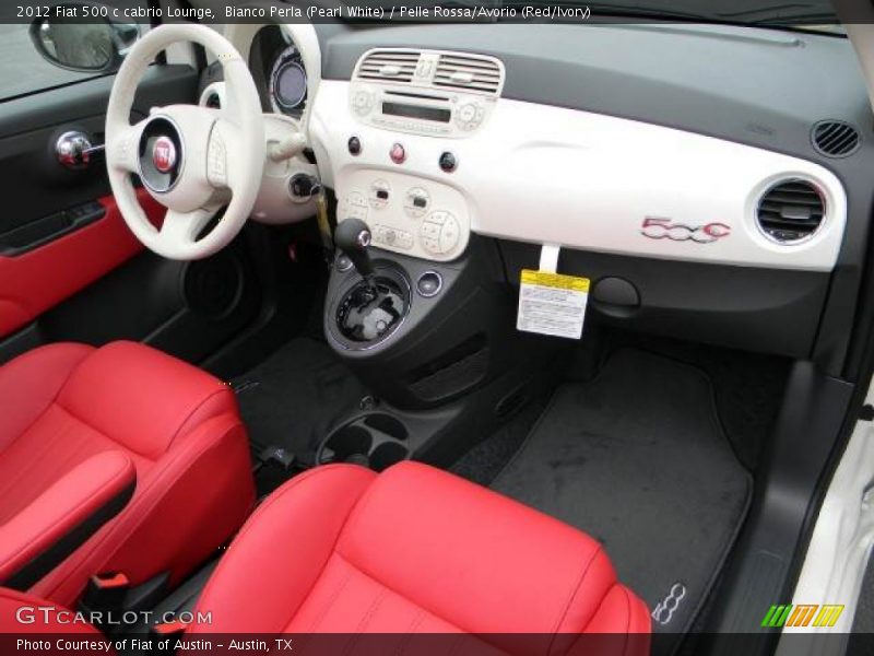 Bianco Perla (Pearl White) / Pelle Rossa/Avorio (Red/Ivory) 2012 Fiat 500 c cabrio Lounge