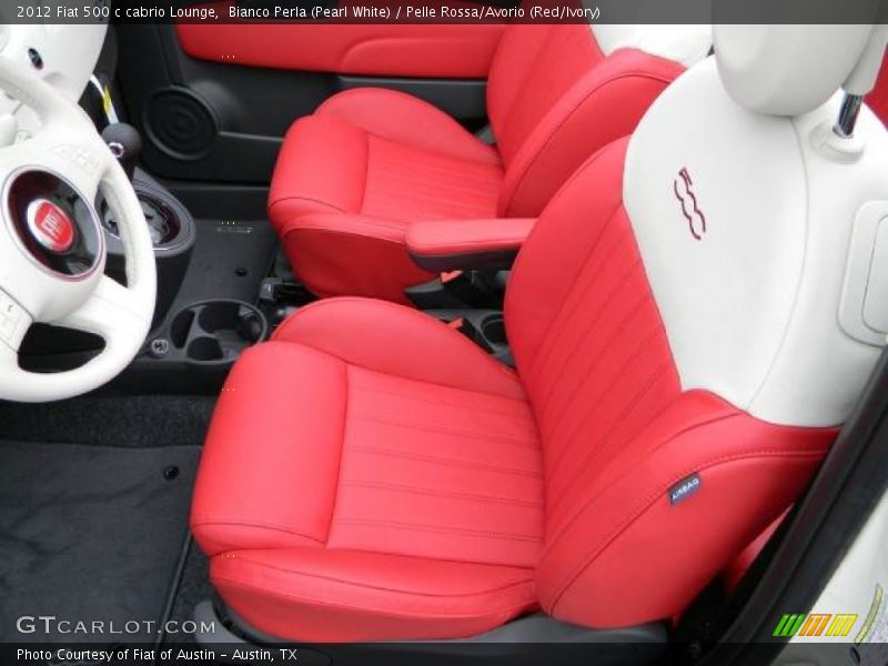 Bianco Perla (Pearl White) / Pelle Rossa/Avorio (Red/Ivory) 2012 Fiat 500 c cabrio Lounge
