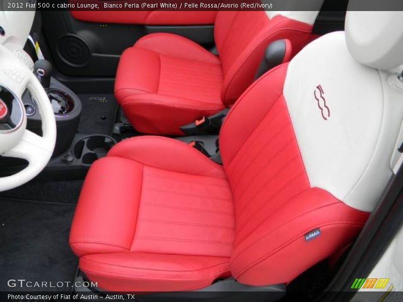 Bianco Perla (Pearl White) / Pelle Rossa/Avorio (Red/Ivory) 2012 Fiat 500 c cabrio Lounge