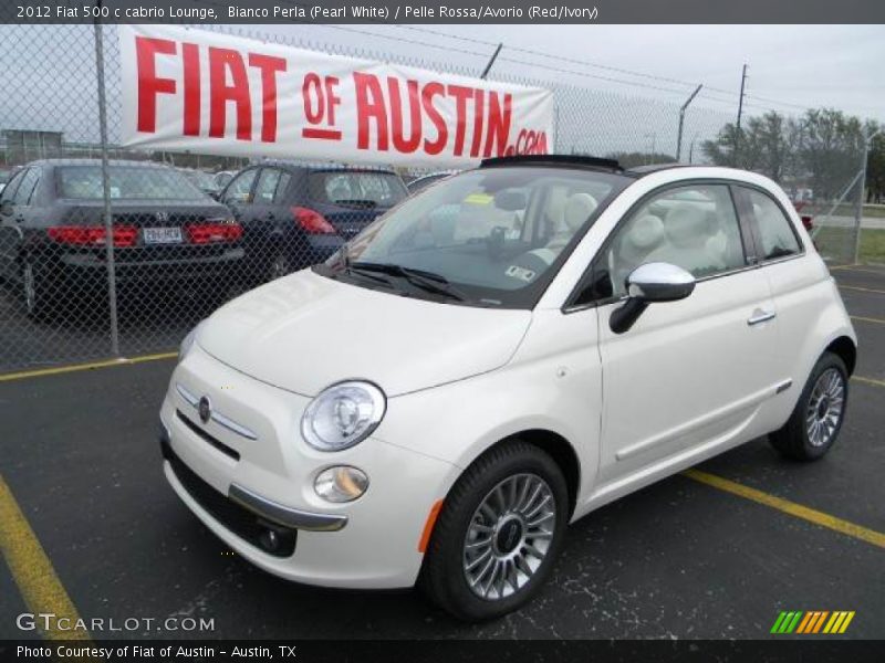 Bianco Perla (Pearl White) / Pelle Rossa/Avorio (Red/Ivory) 2012 Fiat 500 c cabrio Lounge