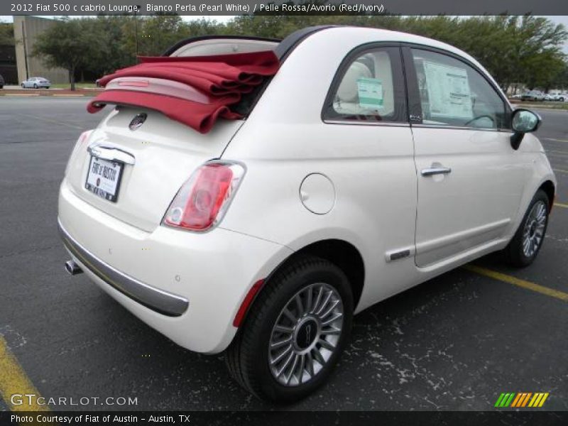 Bianco Perla (Pearl White) / Pelle Rossa/Avorio (Red/Ivory) 2012 Fiat 500 c cabrio Lounge