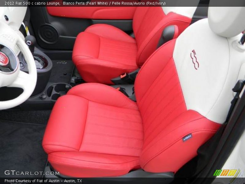 Bianco Perla (Pearl White) / Pelle Rossa/Avorio (Red/Ivory) 2012 Fiat 500 c cabrio Lounge