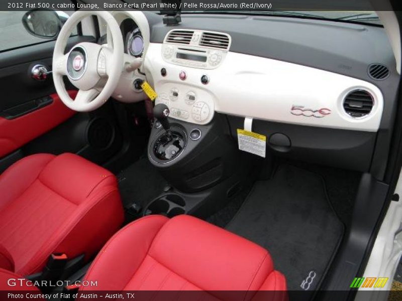Bianco Perla (Pearl White) / Pelle Rossa/Avorio (Red/Ivory) 2012 Fiat 500 c cabrio Lounge
