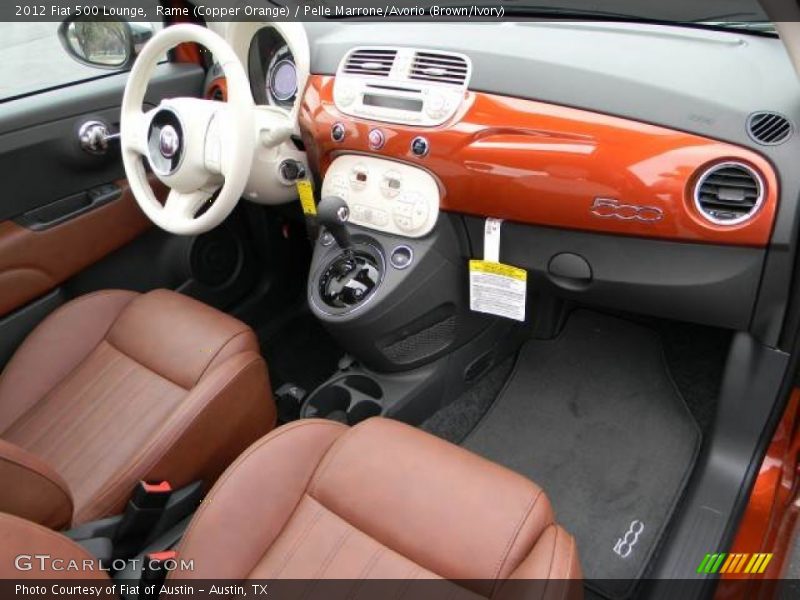 Rame (Copper Orange) / Pelle Marrone/Avorio (Brown/Ivory) 2012 Fiat 500 Lounge