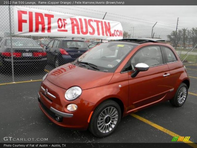 Rame (Copper Orange) / Pelle Marrone/Avorio (Brown/Ivory) 2012 Fiat 500 Lounge