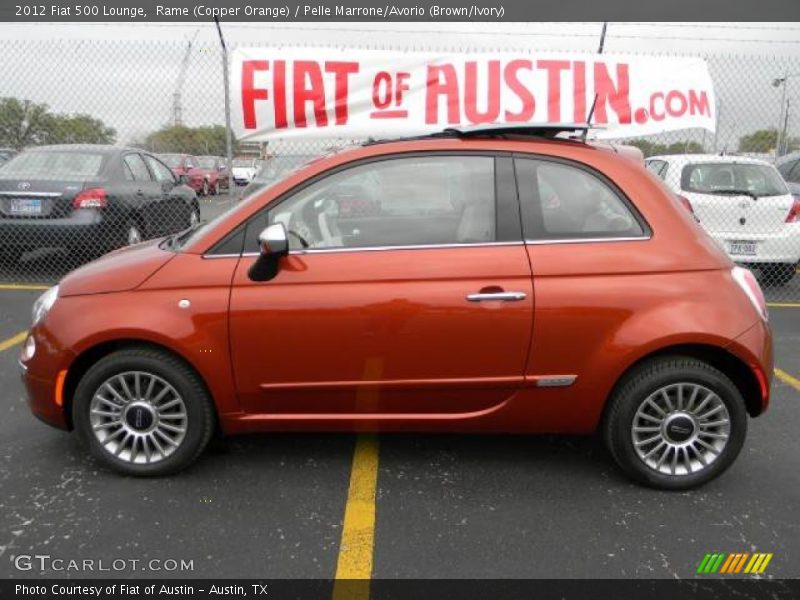 Rame (Copper Orange) / Pelle Marrone/Avorio (Brown/Ivory) 2012 Fiat 500 Lounge