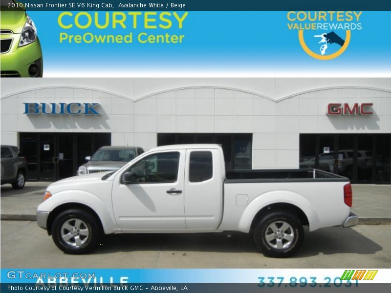 Avalanche White / Beige 2010 Nissan Frontier SE V6 King Cab