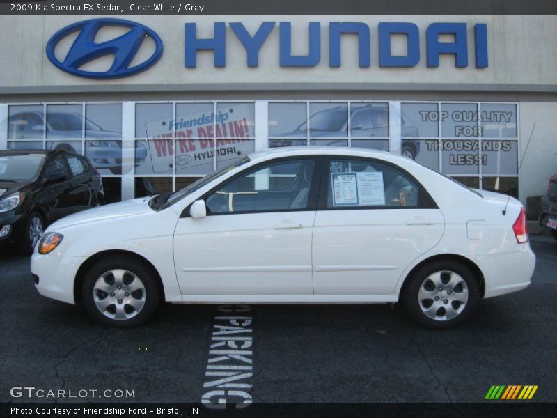 Clear White / Gray 2009 Kia Spectra EX Sedan