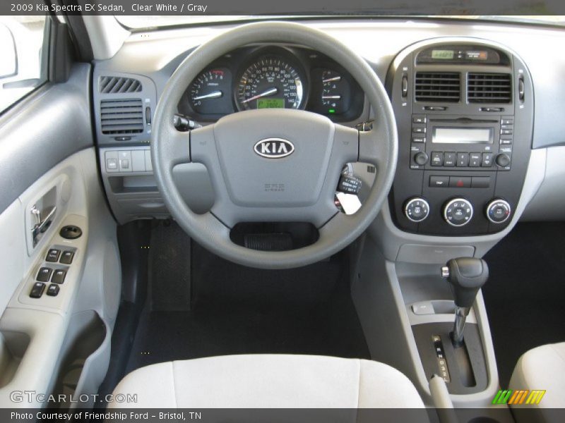 Clear White / Gray 2009 Kia Spectra EX Sedan