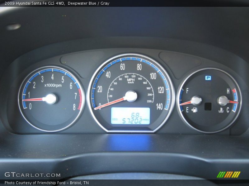 Deepwater Blue / Gray 2009 Hyundai Santa Fe GLS 4WD