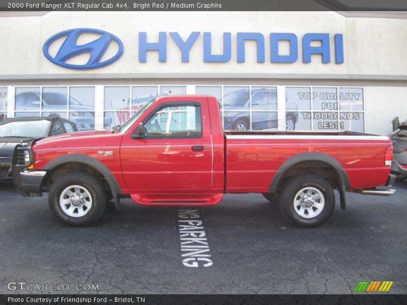 Bright Red / Medium Graphite 2000 Ford Ranger XLT Regular Cab 4x4