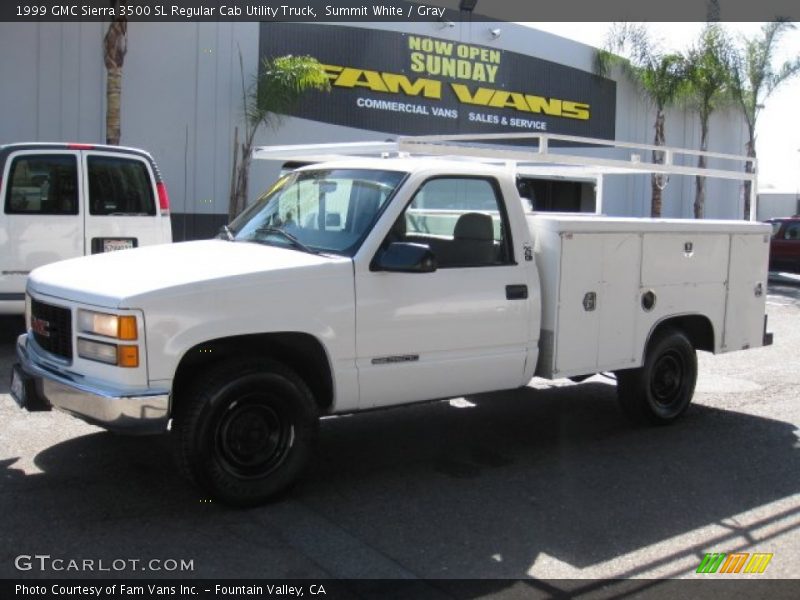 Summit White / Gray 1999 GMC Sierra 3500 SL Regular Cab Utility Truck