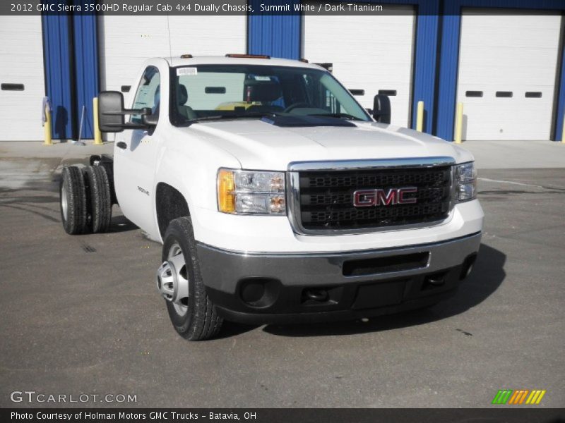 Summit White / Dark Titanium 2012 GMC Sierra 3500HD Regular Cab 4x4 Dually Chassis
