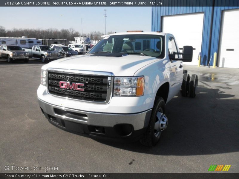Summit White / Dark Titanium 2012 GMC Sierra 3500HD Regular Cab 4x4 Dually Chassis