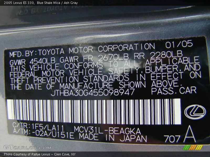 Blue Shale Mica / Ash Gray 2005 Lexus ES 330
