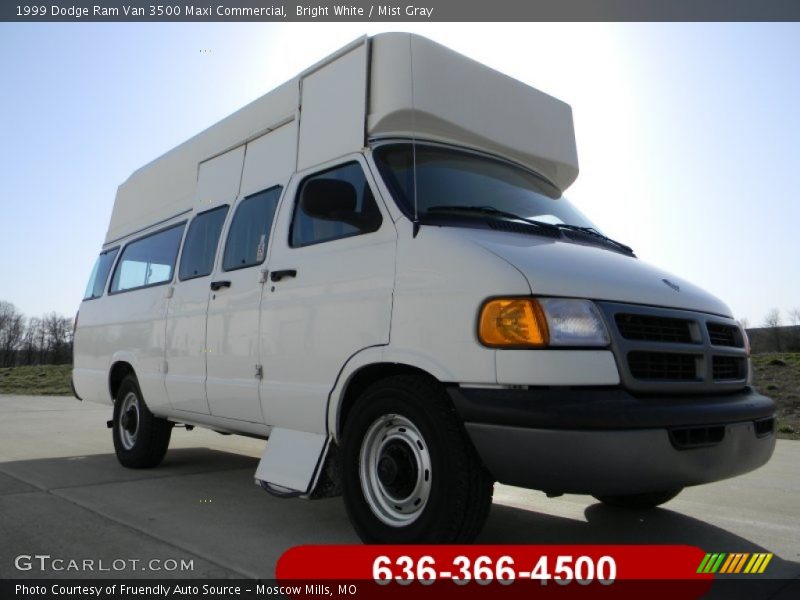 Bright White / Mist Gray 1999 Dodge Ram Van 3500 Maxi Commercial