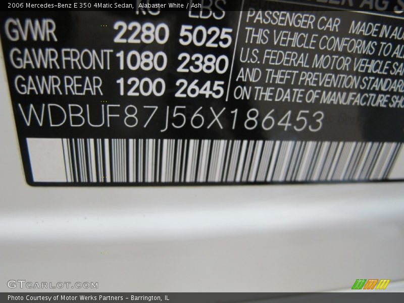 Alabaster White / Ash 2006 Mercedes-Benz E 350 4Matic Sedan