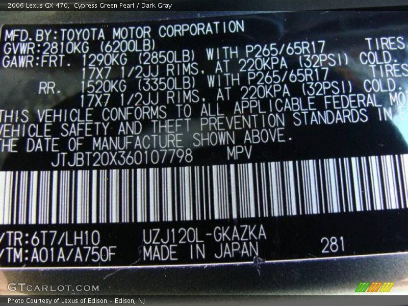 Cypress Green Pearl / Dark Gray 2006 Lexus GX 470