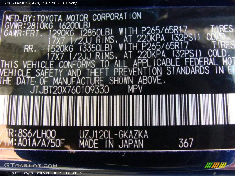 Nautical Blue / Ivory 2006 Lexus GX 470