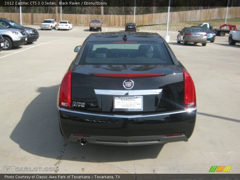 Black Raven / Ebony/Ebony 2012 Cadillac CTS 3.0 Sedan