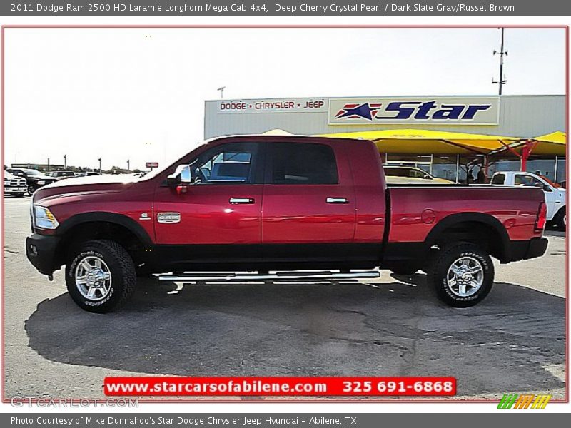 Deep Cherry Crystal Pearl / Dark Slate Gray/Russet Brown 2011 Dodge Ram 2500 HD Laramie Longhorn Mega Cab 4x4
