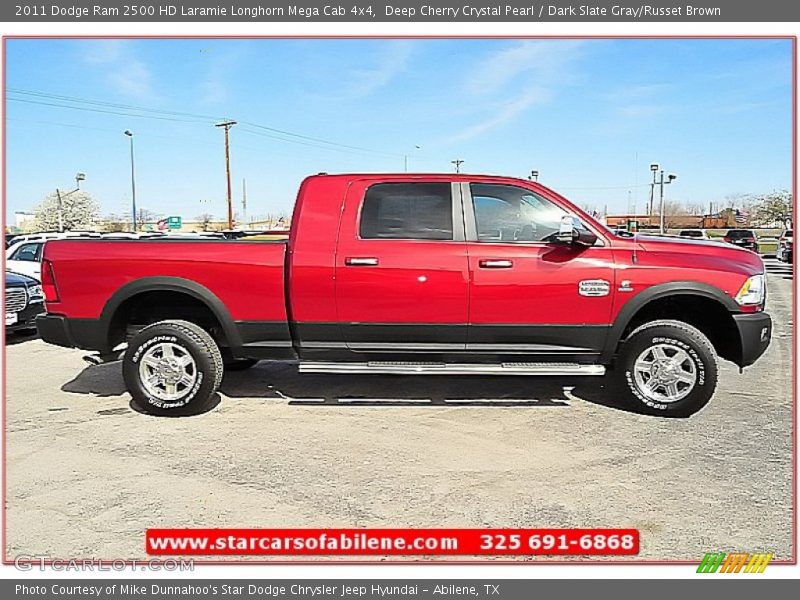 Deep Cherry Crystal Pearl / Dark Slate Gray/Russet Brown 2011 Dodge Ram 2500 HD Laramie Longhorn Mega Cab 4x4