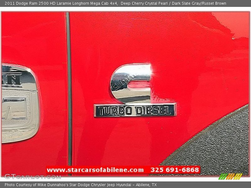 Deep Cherry Crystal Pearl / Dark Slate Gray/Russet Brown 2011 Dodge Ram 2500 HD Laramie Longhorn Mega Cab 4x4
