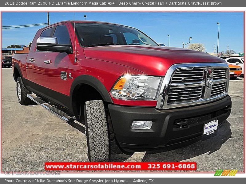 Deep Cherry Crystal Pearl / Dark Slate Gray/Russet Brown 2011 Dodge Ram 2500 HD Laramie Longhorn Mega Cab 4x4
