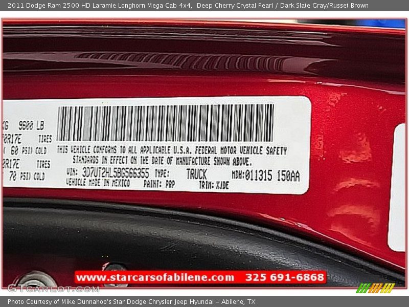 Deep Cherry Crystal Pearl / Dark Slate Gray/Russet Brown 2011 Dodge Ram 2500 HD Laramie Longhorn Mega Cab 4x4