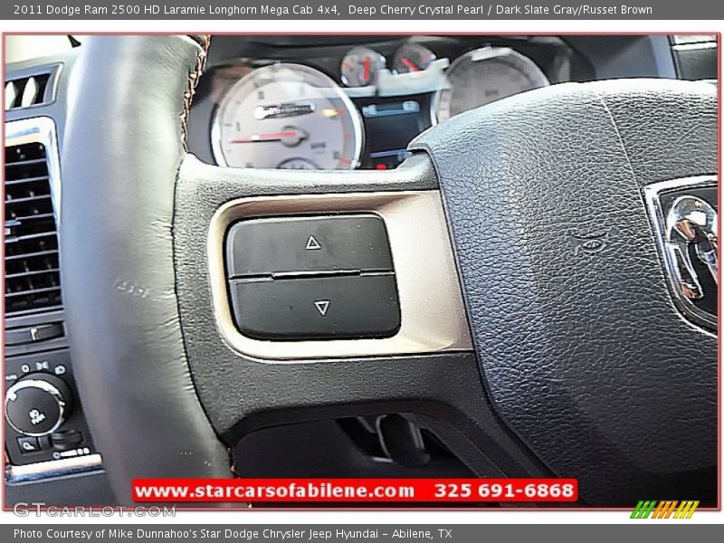 Deep Cherry Crystal Pearl / Dark Slate Gray/Russet Brown 2011 Dodge Ram 2500 HD Laramie Longhorn Mega Cab 4x4
