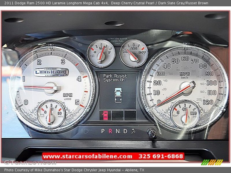 Deep Cherry Crystal Pearl / Dark Slate Gray/Russet Brown 2011 Dodge Ram 2500 HD Laramie Longhorn Mega Cab 4x4