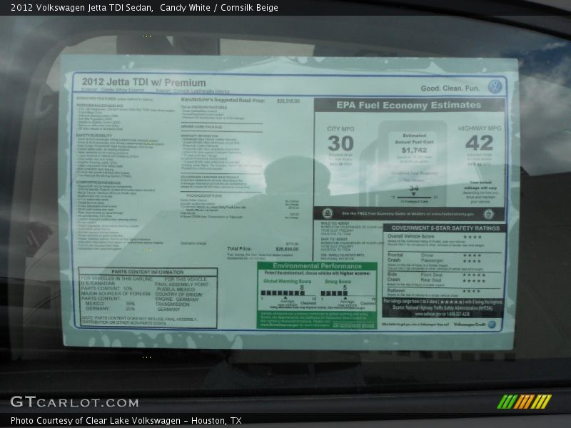 Candy White / Cornsilk Beige 2012 Volkswagen Jetta TDI Sedan