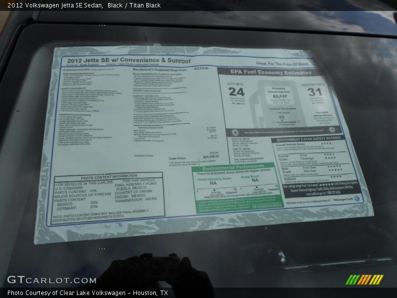 Black / Titan Black 2012 Volkswagen Jetta SE Sedan