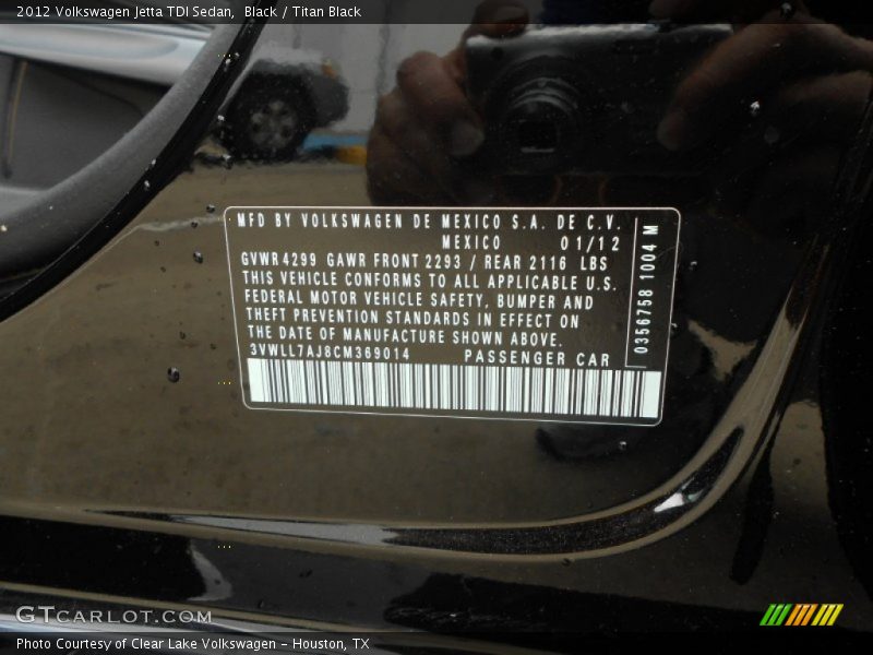 Black / Titan Black 2012 Volkswagen Jetta TDI Sedan