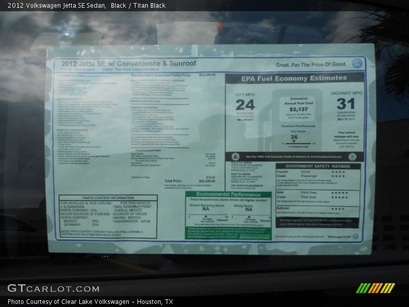 Black / Titan Black 2012 Volkswagen Jetta SE Sedan