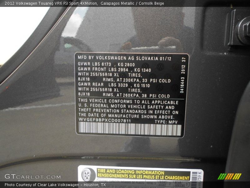 Galapagos Metallic / Cornsilk Beige 2012 Volkswagen Touareg VR6 FSI Sport 4XMotion