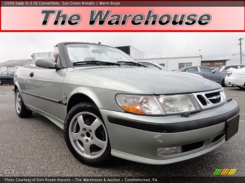 Sun Green Metallic / Warm Beige 2000 Saab 9-3 SE Convertible