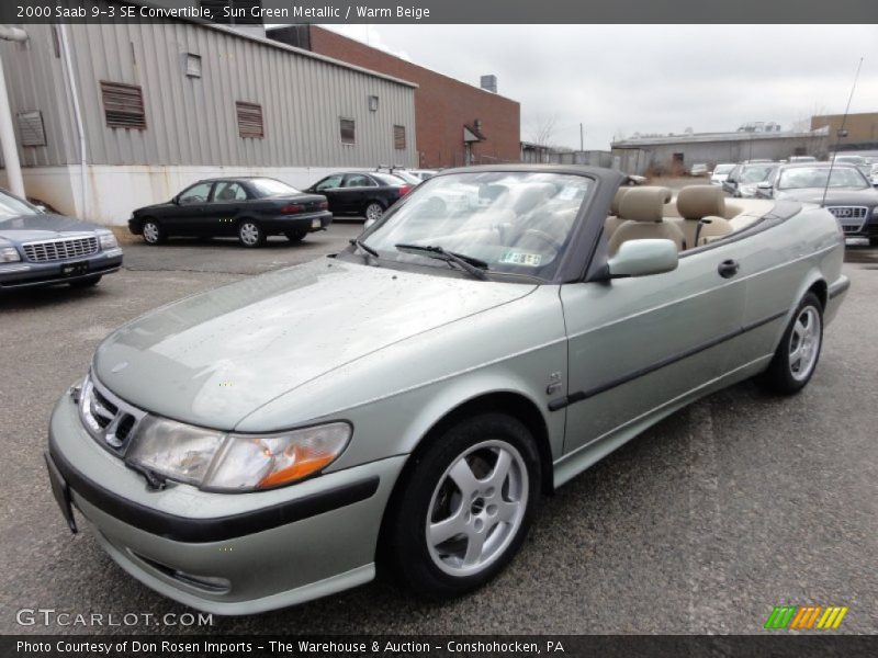 Sun Green Metallic / Warm Beige 2000 Saab 9-3 SE Convertible