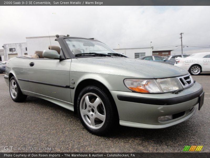 Sun Green Metallic / Warm Beige 2000 Saab 9-3 SE Convertible