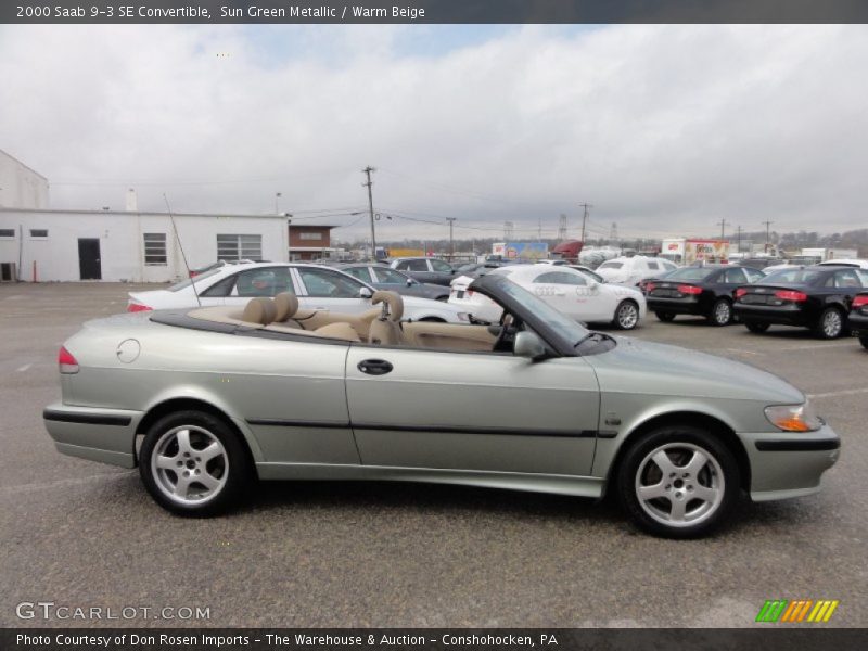 Sun Green Metallic / Warm Beige 2000 Saab 9-3 SE Convertible