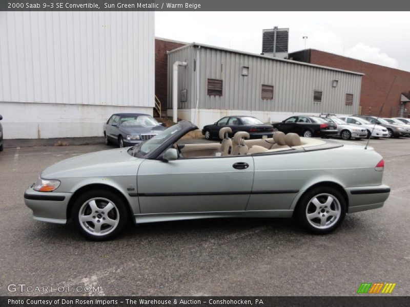 Sun Green Metallic / Warm Beige 2000 Saab 9-3 SE Convertible