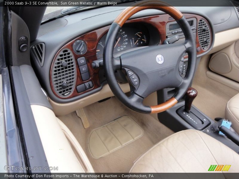 Sun Green Metallic / Warm Beige 2000 Saab 9-3 SE Convertible