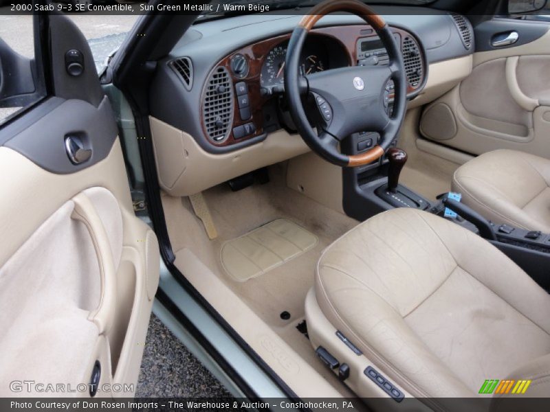Sun Green Metallic / Warm Beige 2000 Saab 9-3 SE Convertible